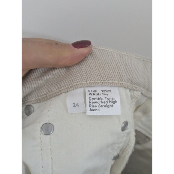 New Reformation Jeans Cynthia Tonal Reworked High Rise Straight Jeans Clay Sz 24 - Picture 15 of 16